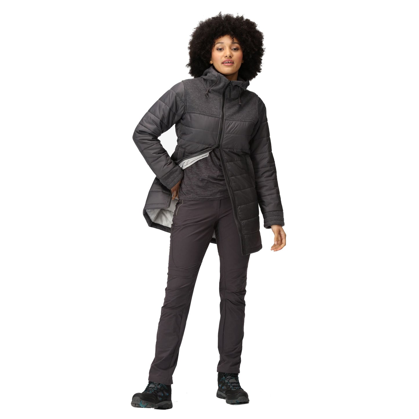 Seal Grey - Pack Shot - Regatta Womens-Ladies Melanite Baffled Padded Jacket