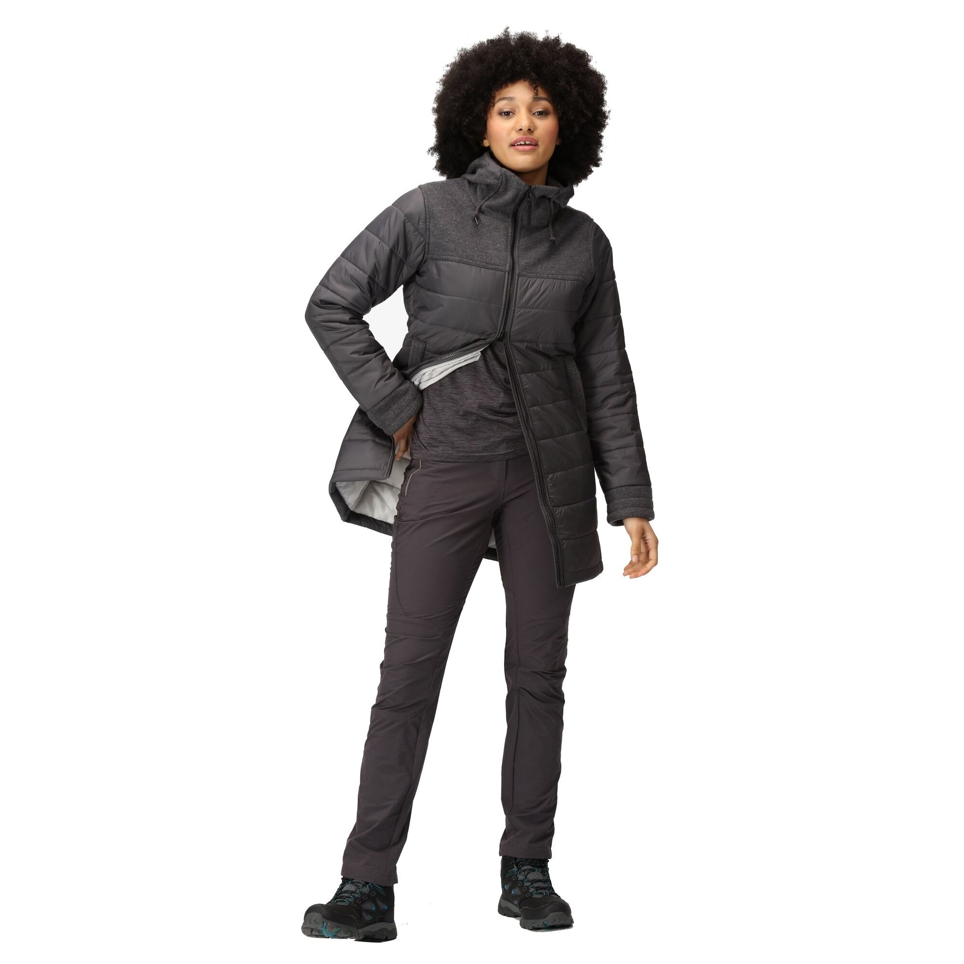 Seal Grey - Pack Shot - Regatta Womens-Ladies Melanite Baffled Padded Jacket
