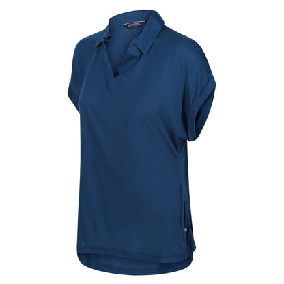 Blue Opal - Side - Regatta Womens-Ladies Lupine Collared T-Shirt