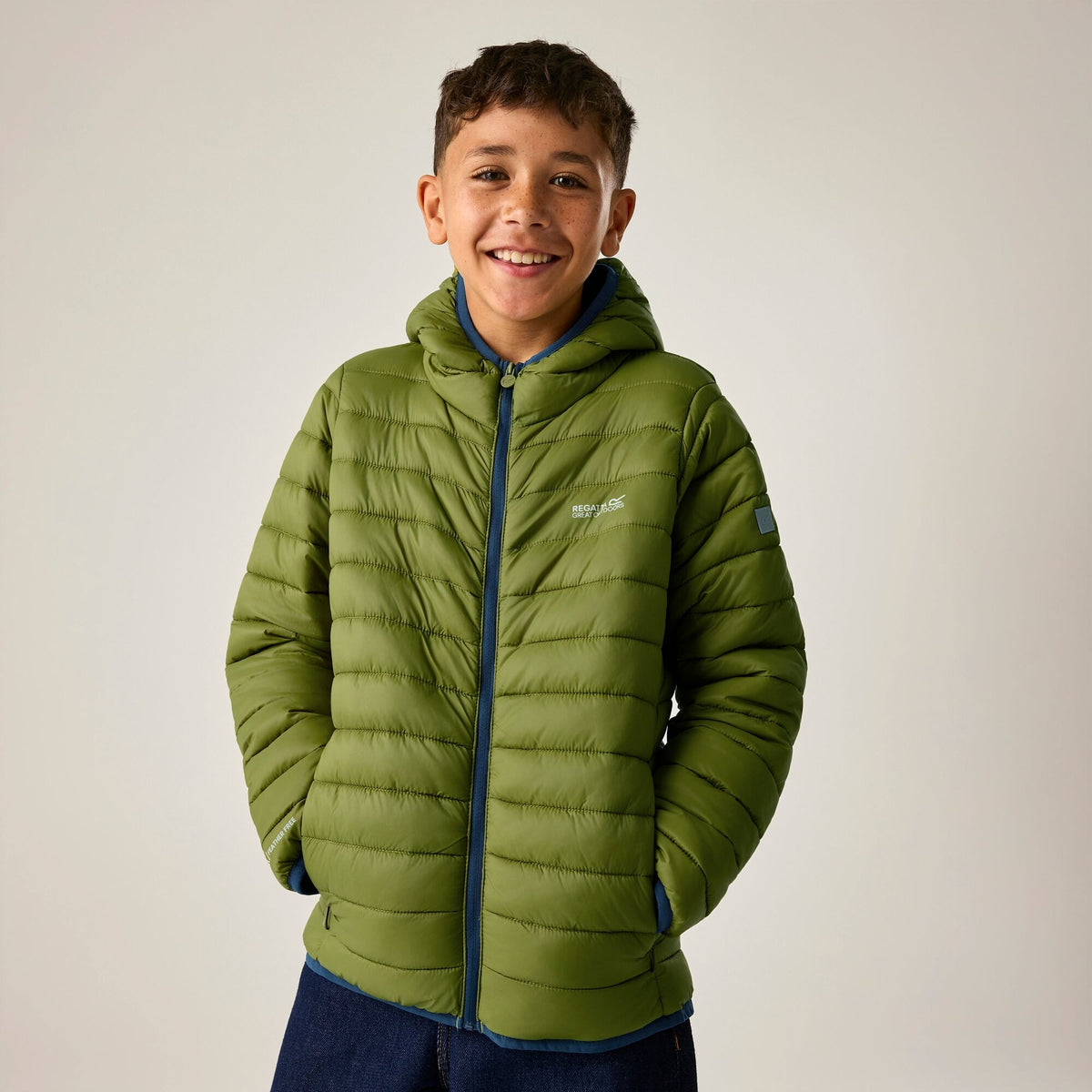 Golden Cypress-Aviator Blue - Pack Shot - Regatta Childrens-Kids Marizion Hooded Padded Jacket