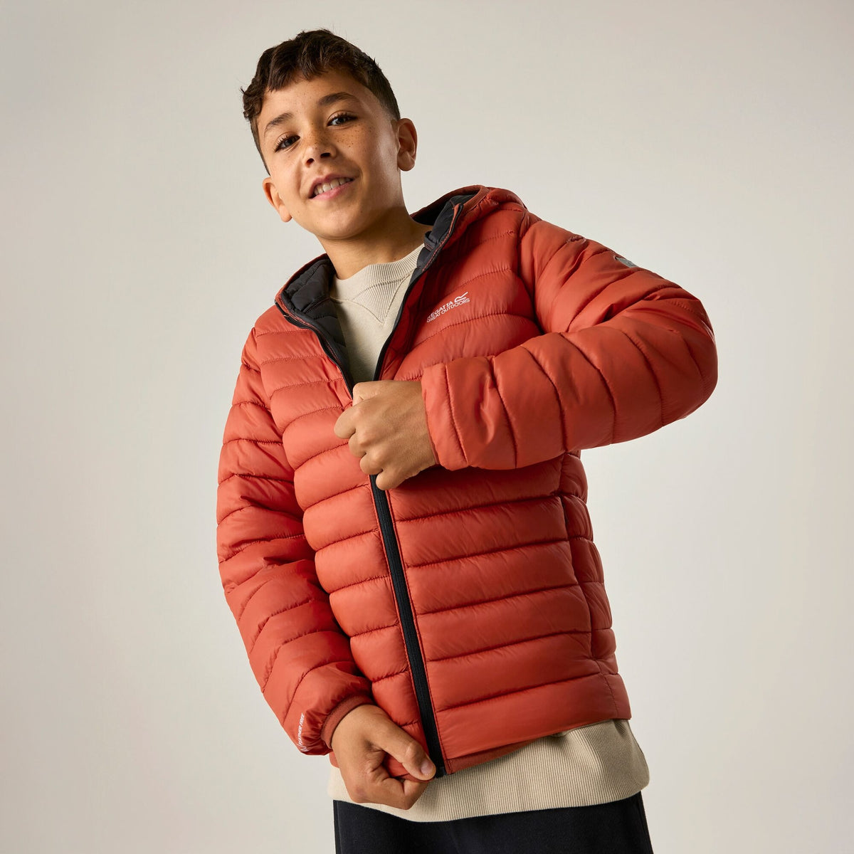 Rooibos Tea-Black - Pack Shot - Regatta Childrens-Kids Marizion Hooded Padded Jacket