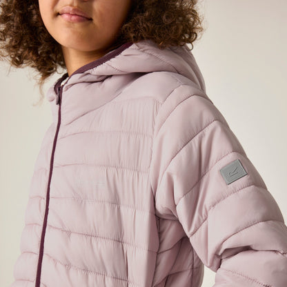 Powder Lilac - Close up - Regatta Childrens-Kids Marizion Hooded Padded Jacket
