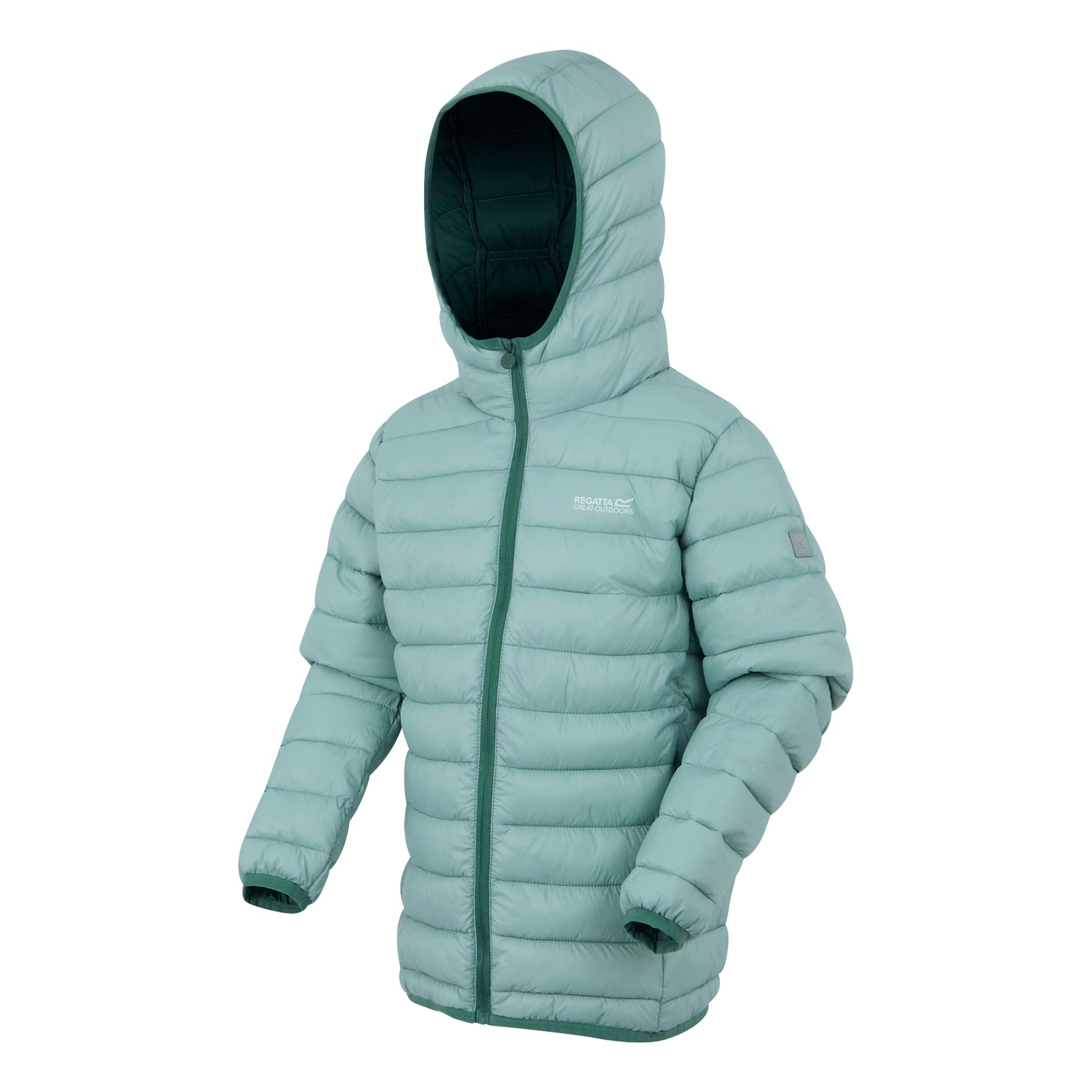 Green Haze-Spruce Green - Side - Regatta Childrens-Kids Marizion Hooded Padded Jacket