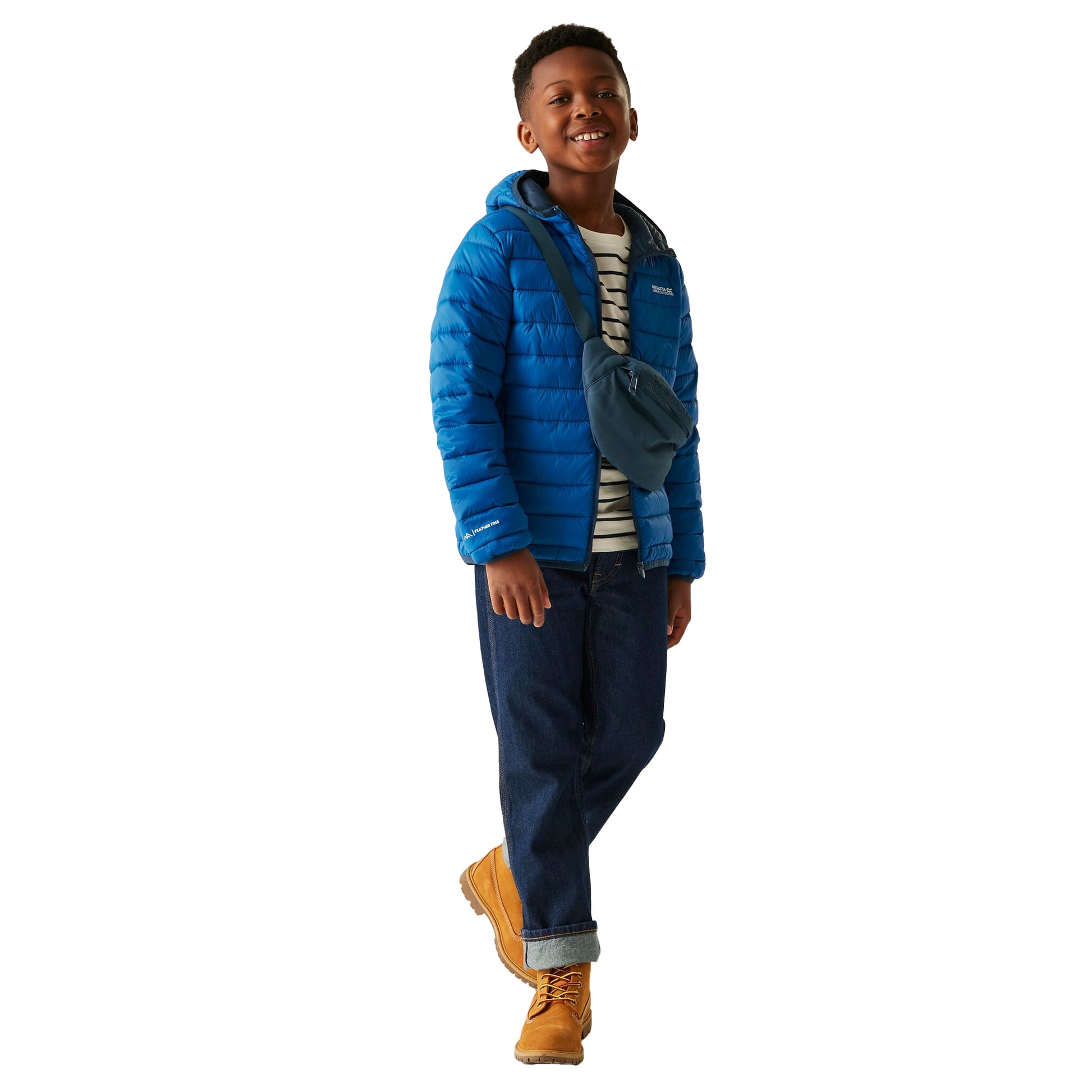Snorkel Blue-Moonlight Denim - Pack Shot - Regatta Childrens-Kids Marizion Hooded Padded Jacket