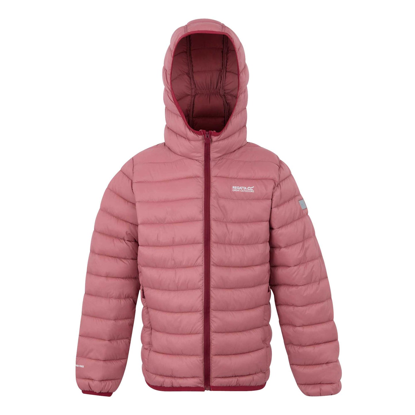 Dusty Rose-Dark Pimento - Front - Regatta Childrens-Kids Marizion Hooded Padded Jacket