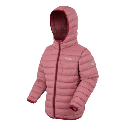 Dusty Rose-Dark Pimento - Side - Regatta Childrens-Kids Marizion Hooded Padded Jacket