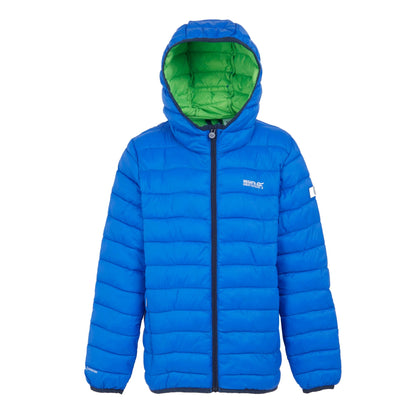 Aviator Blue-Wild Lime - Front - Regatta Childrens-Kids Marizion Hooded Padded Jacket
