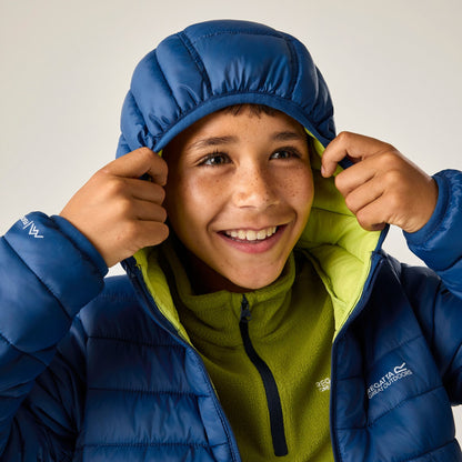 Aviator Blue-Wild Lime - Lifestyle - Regatta Childrens-Kids Marizion Hooded Padded Jacket
