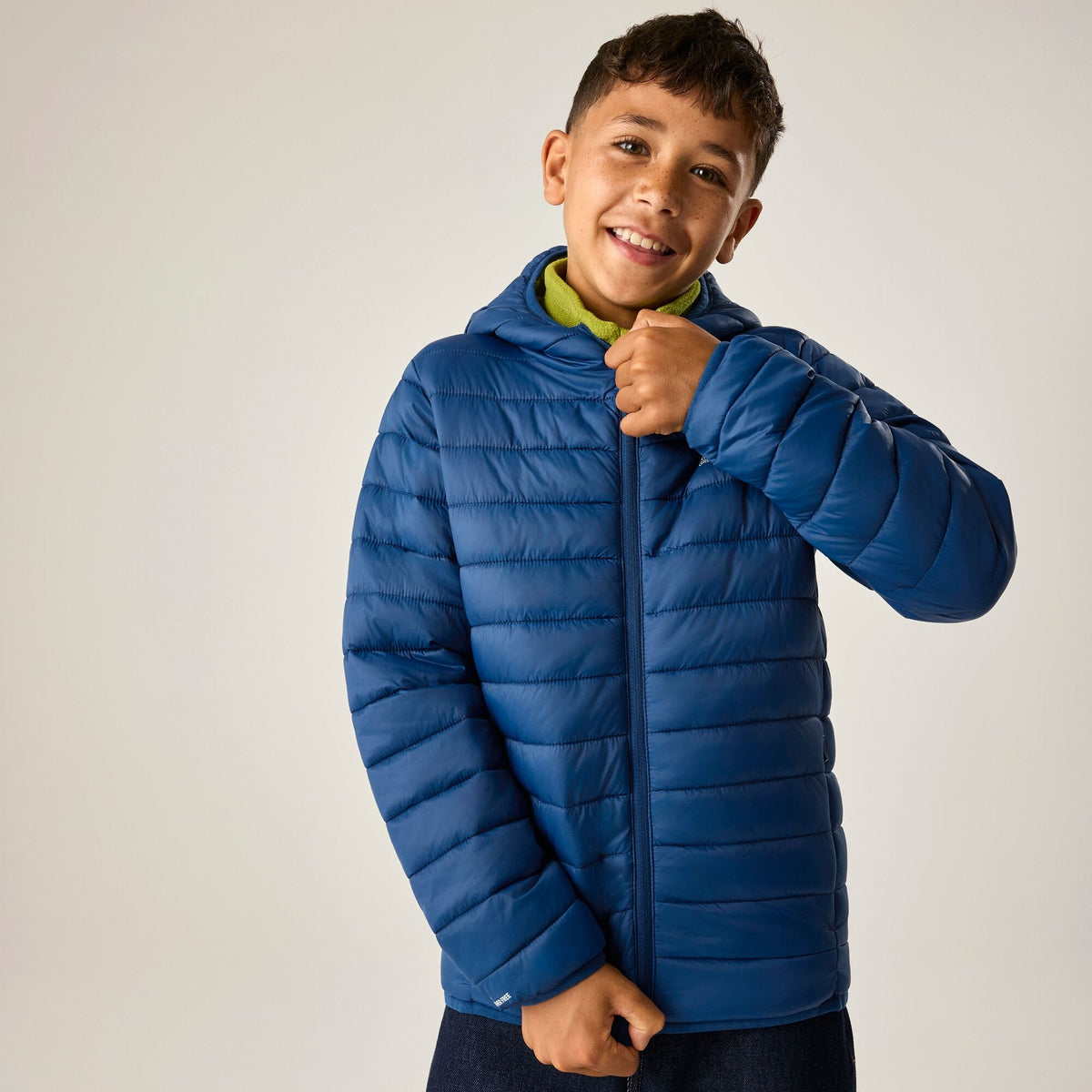 Aviator Blue-Wild Lime - Pack Shot - Regatta Childrens-Kids Marizion Hooded Padded Jacket
