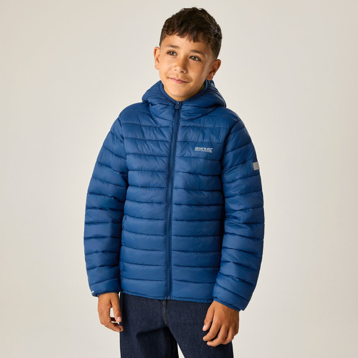 Aviator Blue-Wild Lime - Close up - Regatta Childrens-Kids Marizion Hooded Padded Jacket