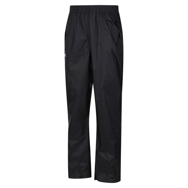 Black - Side - Regatta Great Outdoors Mens Classic Pack It Waterproof Overtrousers