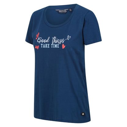 Blue Opal - Side - Regatta Womens-Ladies Filandra VII Good Things Take Time Heart T-Shirt