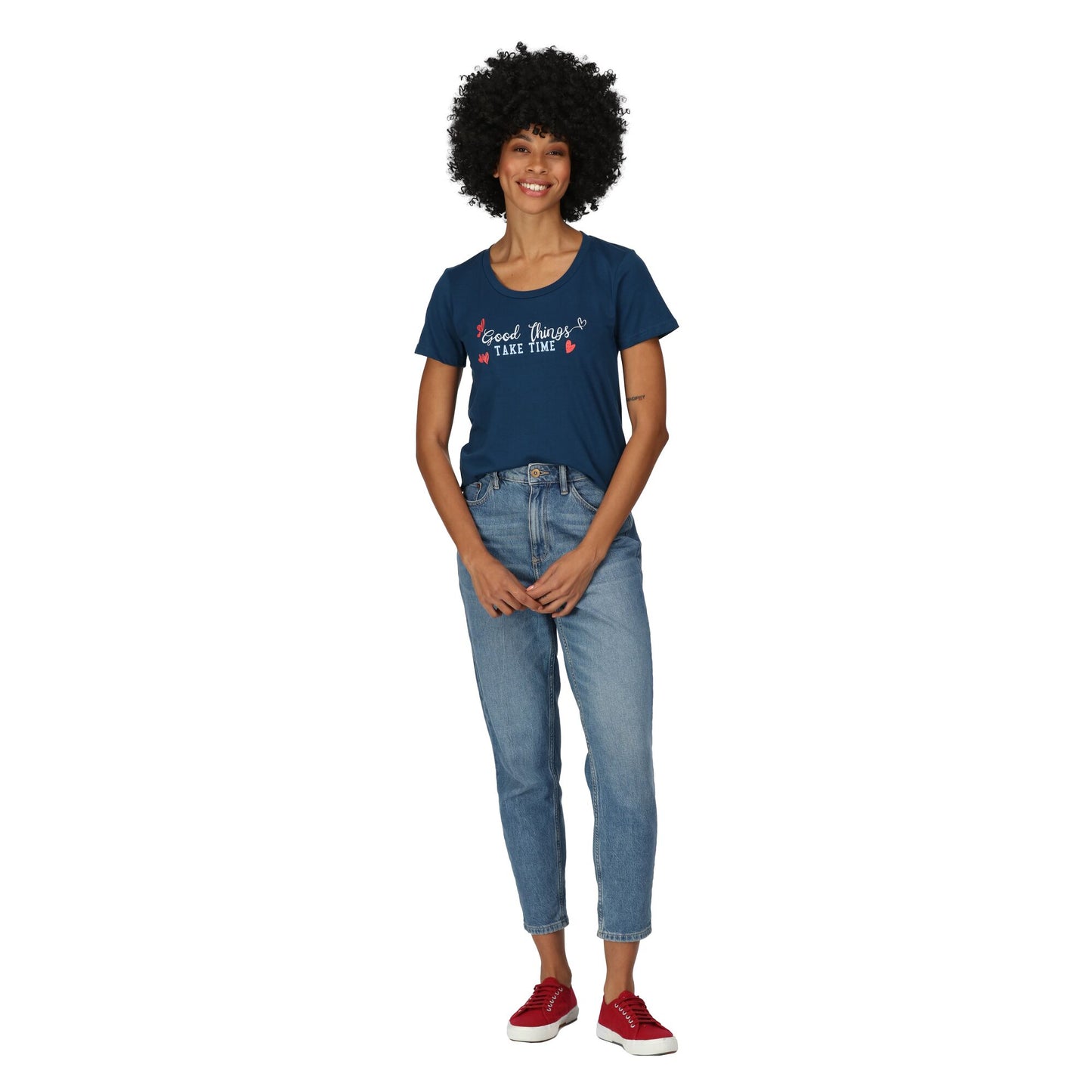 Blue Opal - Pack Shot - Regatta Womens-Ladies Filandra VII Good Things Take Time Heart T-Shirt