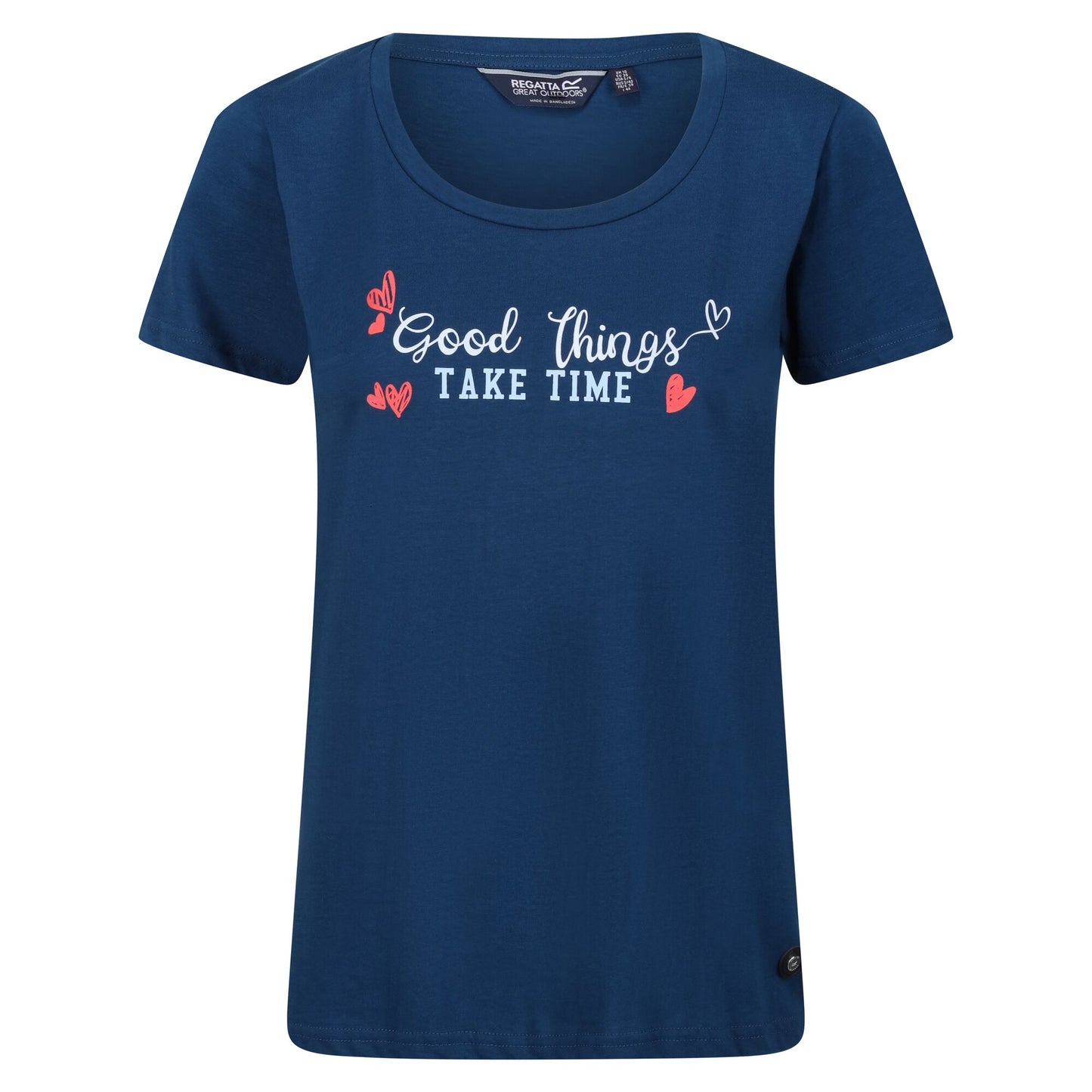 Blue Opal - Front - Regatta Womens-Ladies Filandra VII Good Things Take Time Heart T-Shirt