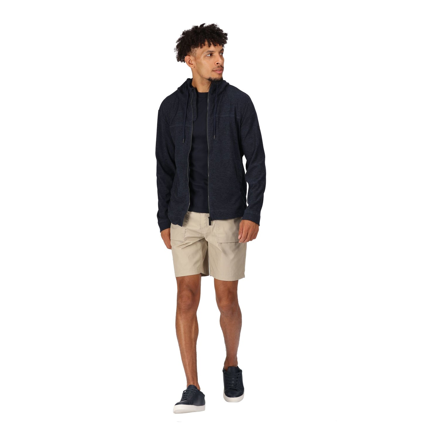 Navy - Pack Shot - Regatta Mens Shorebay Marl Full Zip Hoodie