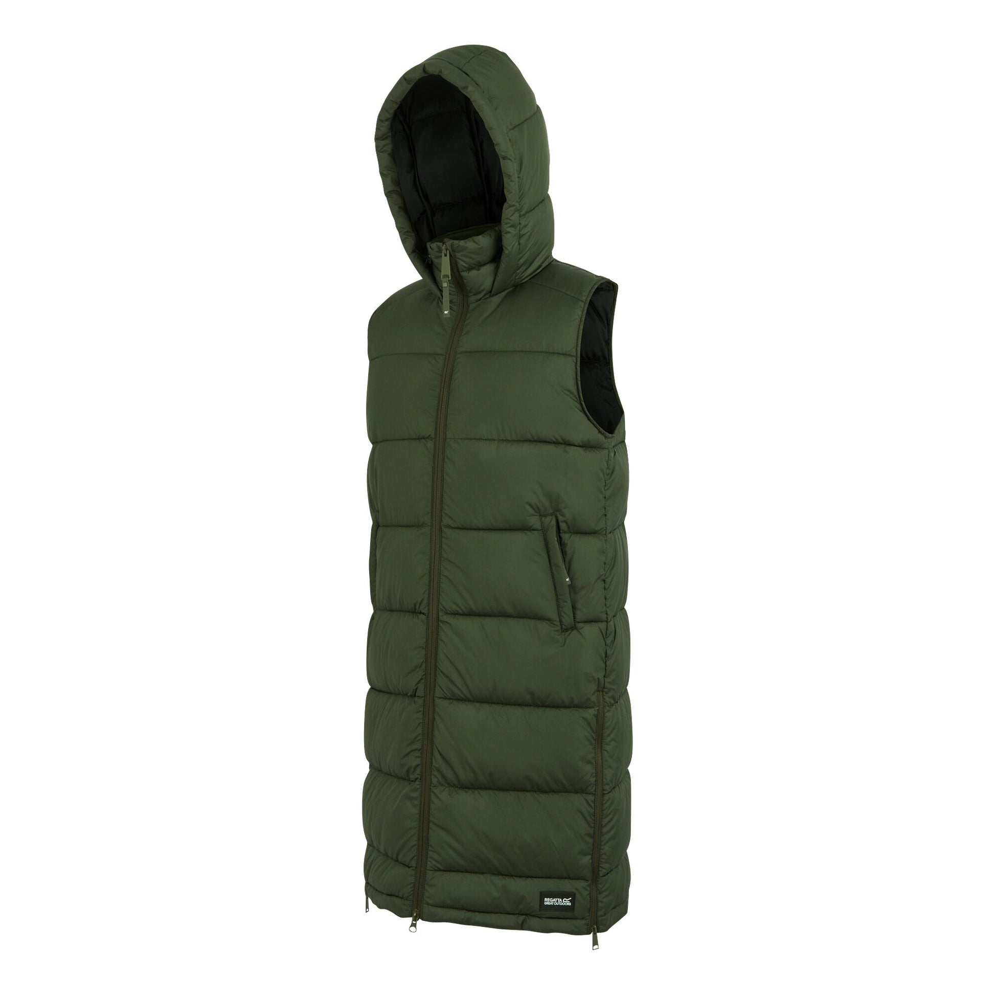 Dark Khaki - Side - Regatta Womens-Ladies Ganella Long Length Gilet