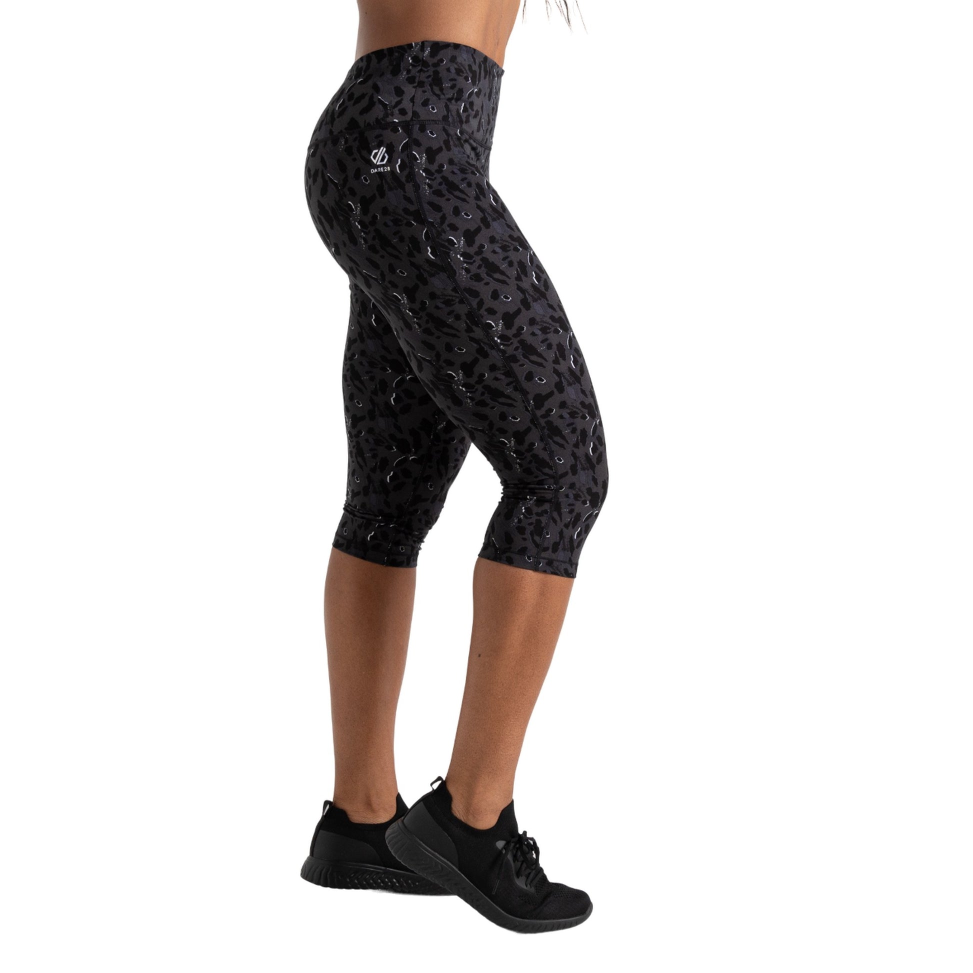 Black - Side - Dare 2B Womens-Ladies Influential Dash Print 3-4 Leggings