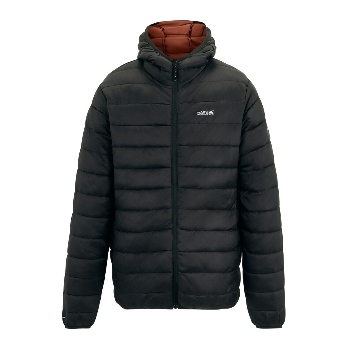 Black-Burnt Henna - Front - Regatta Mens Marizion Baffled Hooded Padded Jacket