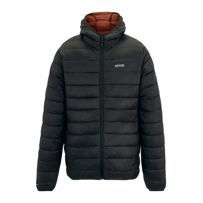 Black-Burnt Henna - Front - Regatta Mens Marizion Baffled Hooded Padded Jacket