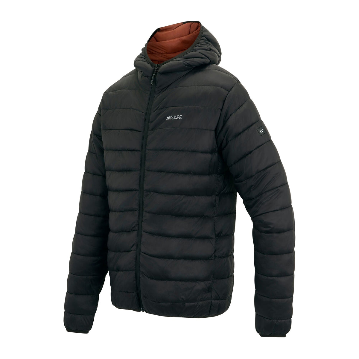 Black-Burnt Henna - Side - Regatta Mens Marizion Baffled Hooded Padded Jacket