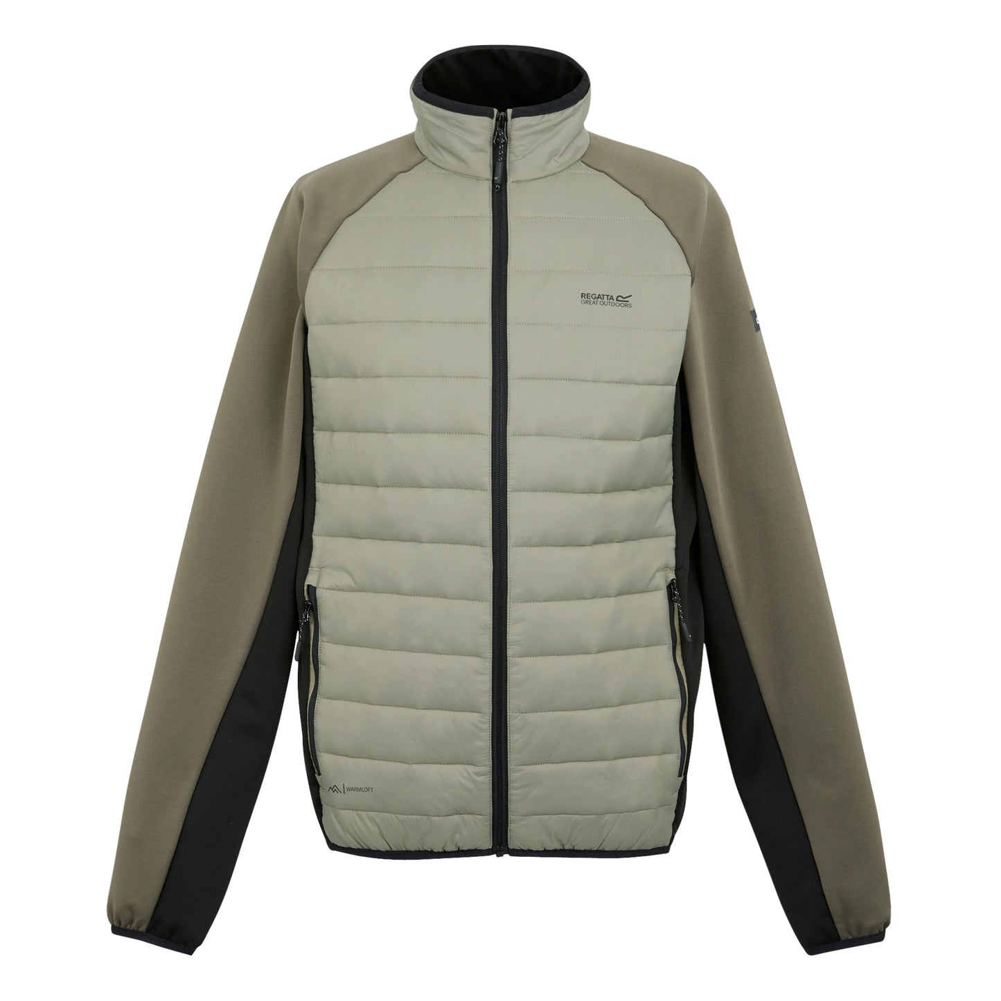 Golden Sand-Treetop-Black - Front - Regatta Mens Clumber IV Full Zip Hybrid Jacket