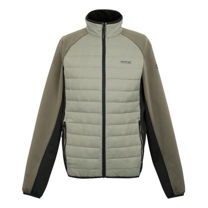 Golden Sand-Treetop-Black - Front - Regatta Mens Clumber IV Full Zip Hybrid Jacket