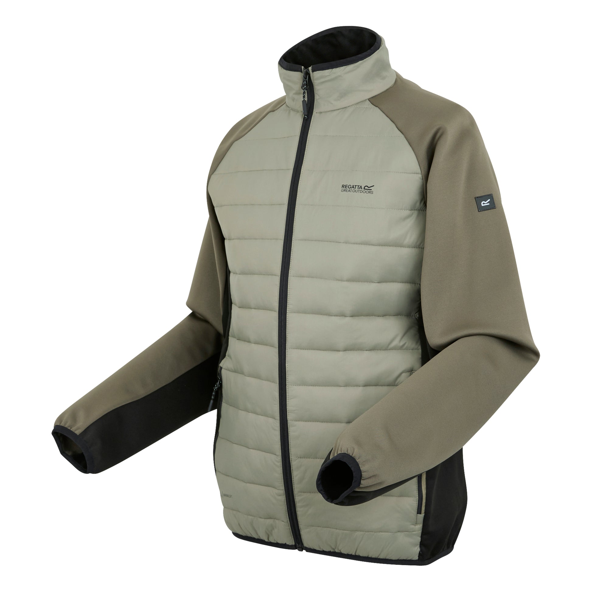 Golden Sand-Treetop-Black - Side - Regatta Mens Clumber IV Full Zip Hybrid Jacket