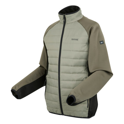 Golden Sand-Treetop-Black - Side - Regatta Mens Clumber IV Full Zip Hybrid Jacket