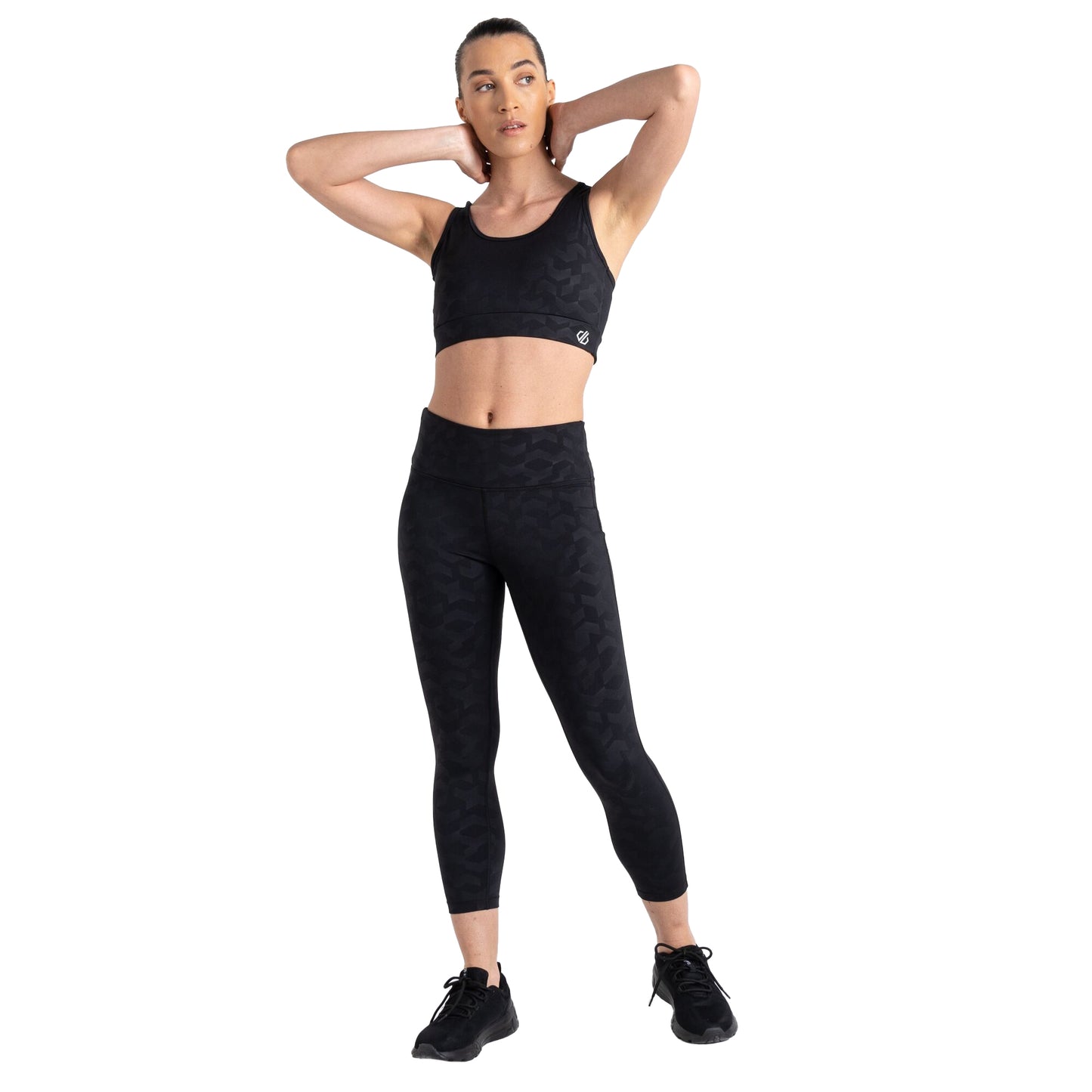 Black - Close up - Dare 2B Womens-Ladies Influential Chevron 7-8 Leggings