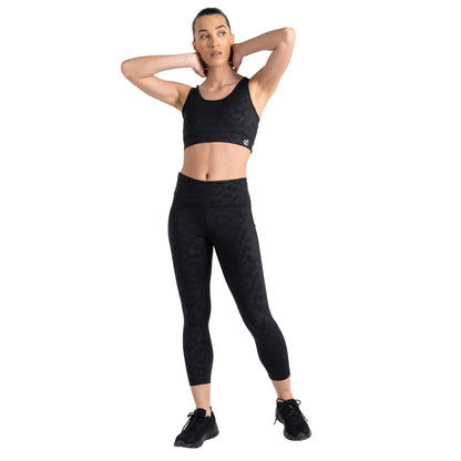 Black - Close up - Dare 2B Womens-Ladies Influential Chevron 7-8 Leggings