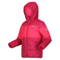 Berry Pink-Pink Potion - Side - Regatta Childrens-Kids Lofthouse VII Terrain Print Padded Jacket