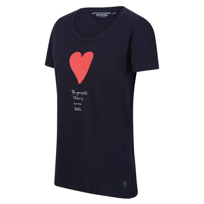 Navy - Side - Regatta Womens-Ladies Filandra VII Heart T-Shirt
