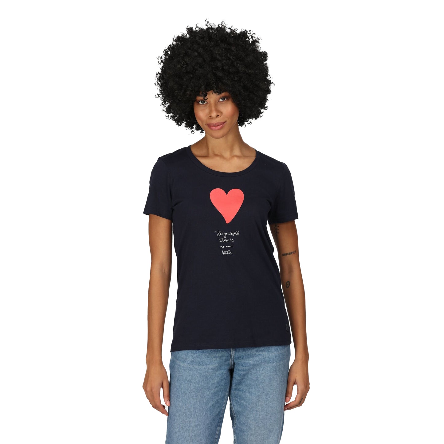 Navy - Pack Shot - Regatta Womens-Ladies Filandra VII Heart T-Shirt