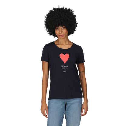 Navy - Pack Shot - Regatta Womens-Ladies Filandra VII Heart T-Shirt