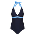 Navy-Elysium Blue - Front - Regatta Womens-Ladies Flavia Contrast One Piece Swimsuit