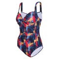 Navy-Brushstroke - Side - Regatta Womens-Ladies Sakari Brush Stroke Tummy Control One Piece Swimsuit