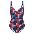 Navy-Brushstroke - Front - Regatta Womens-Ladies Sakari Brush Stroke Tummy Control One Piece Swimsuit