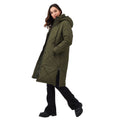 Dark Khaki - Close up - Regatta Womens-Ladies Cambrie Quilted Longline Padded Jacket