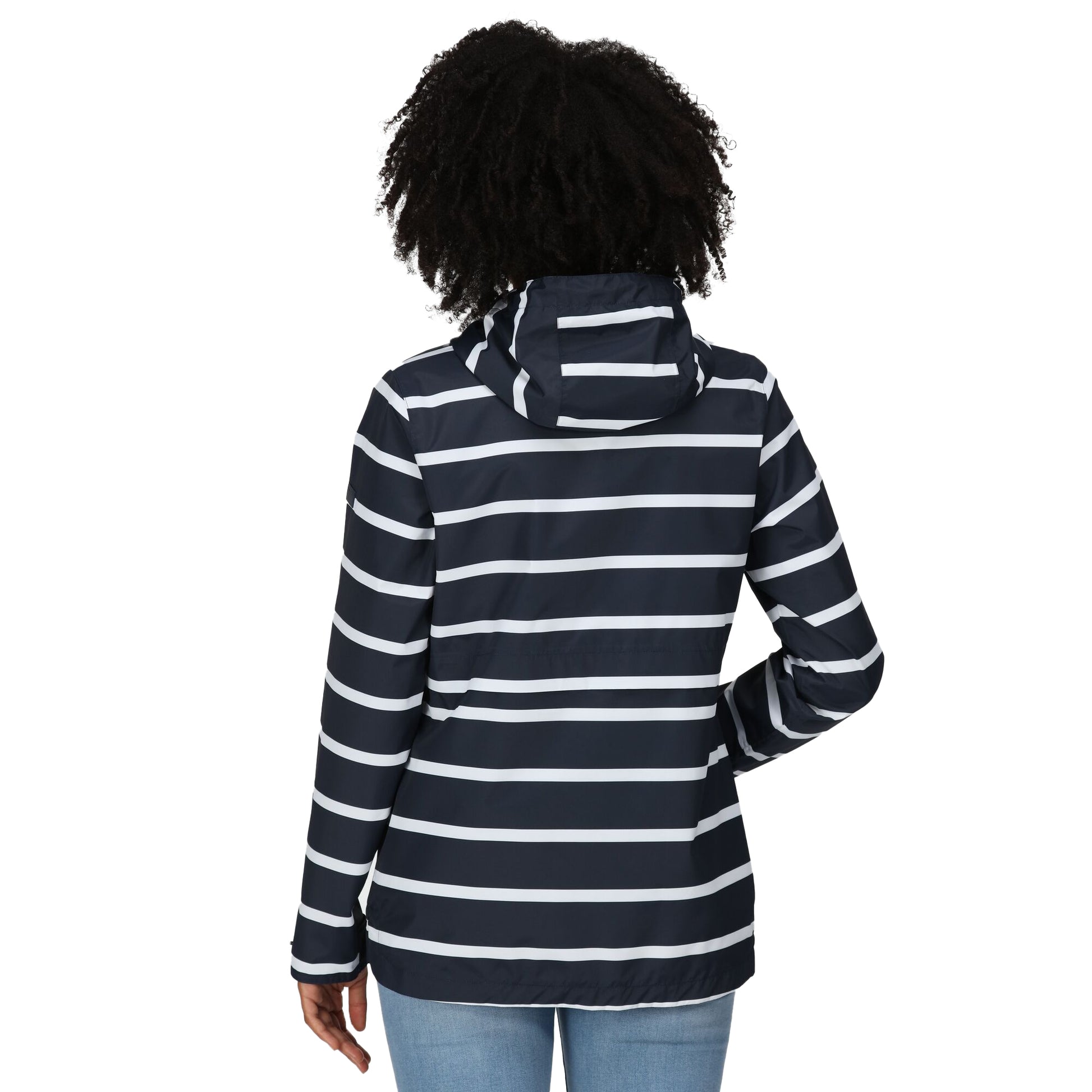 Navy-White - Close up - Regatta Womens-Ladies Bayla Waterproof Raincoat