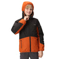 Black-Burnt Copper - Lifestyle - Regatta Childrens-Kids Volcanics VII Terrain Print Reflective Waterproof Jacket