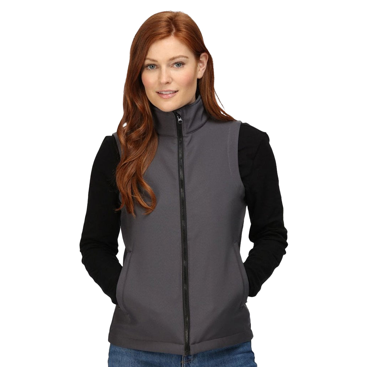 Seal Grey-Black - Side - Regatta Professional Womens-Ladies Printable Body Warmer