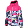 Pure Pink-Quiet Blue - Side - Dare 2B Childrens-Kids Liftie Abstract Mountain Ski Jacket