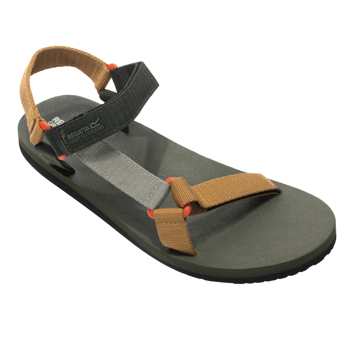 Dark Khaki-Wood Brown - Front - Regatta Mens Vendeavour Sandals