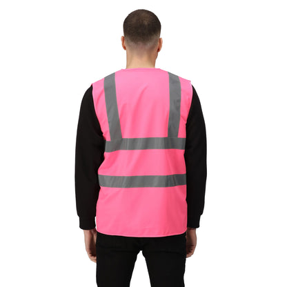 Pink - Back - Regatta Professional Unisex Adult Hi-Vis Vest