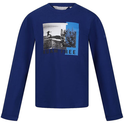 New Royal - Front - Regatta Childrens-Kids Wenbie III Jumping Cotton Long-Sleeved T-Shirt