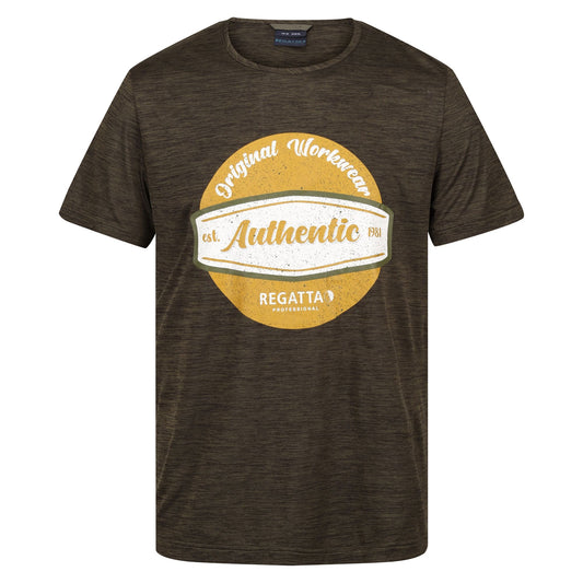 Dark Khaki Marl - Front - Regatta Professional Mens Moisture Wicking T-Shirt
