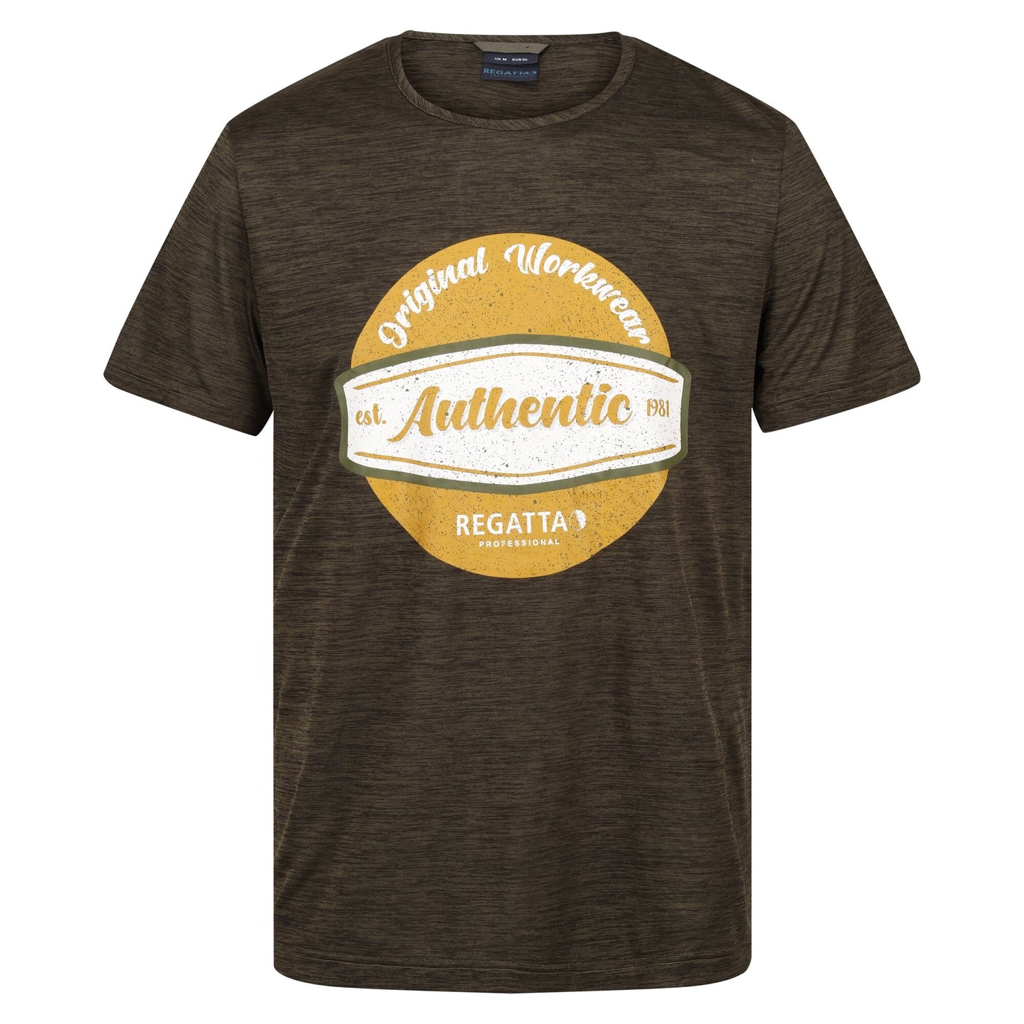 Dark Khaki Marl - Front - Regatta Professional Mens Moisture Wicking T-Shirt