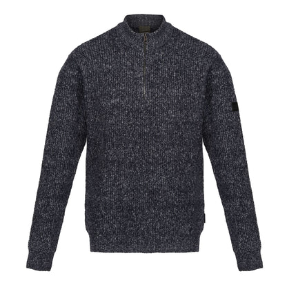 Navy - Front - Regatta Professional Mens Marl Knitted Zip Neck Sweatshirt