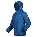 Indigo Blue - Side - Regatta Childrens-Kids Lever Printed Packaway Waterproof Jacket
