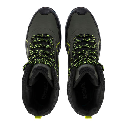 Dark Khaki-Lime Punch - Side - Regatta Mens Vendeavour Walking Boots